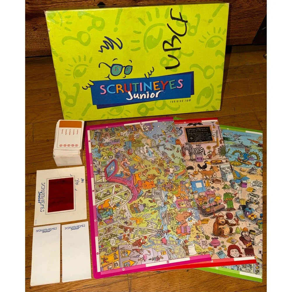 Vintage ScrutinEyes Junior Board Game Mattel Hersch 1990s Search and Find Kids G